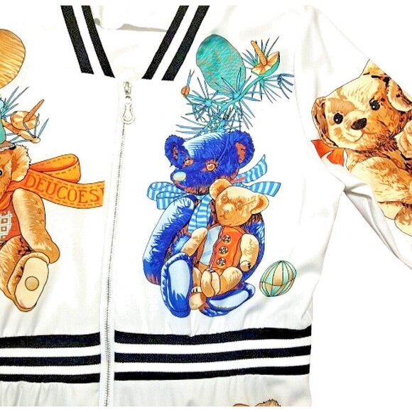 LIANG DIAN YI ZU White Colorful Teddy Bear Skater Shirt Dress Large Knee Length - Picture 6 of 11
